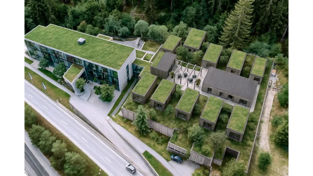 Birdview Visualisierung eines Hotelprojekts, erstellt durch Architektur CAD Zeichner Schweiz